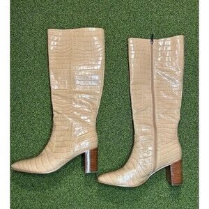 Marc Fisher Women's Leather Revely Boots Size US 9 M Tan Brown Beige Caramel